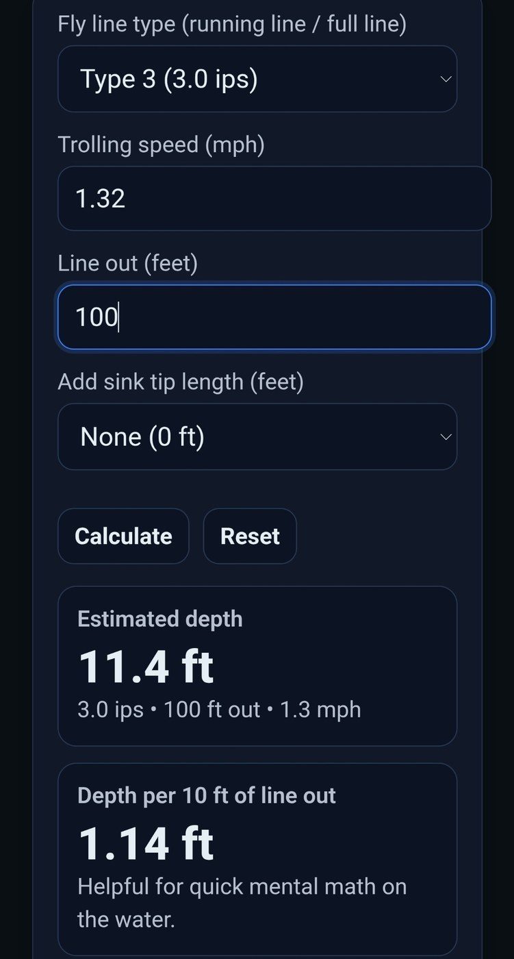 Trouthooker Trolling Depth Calculator teaser screen
