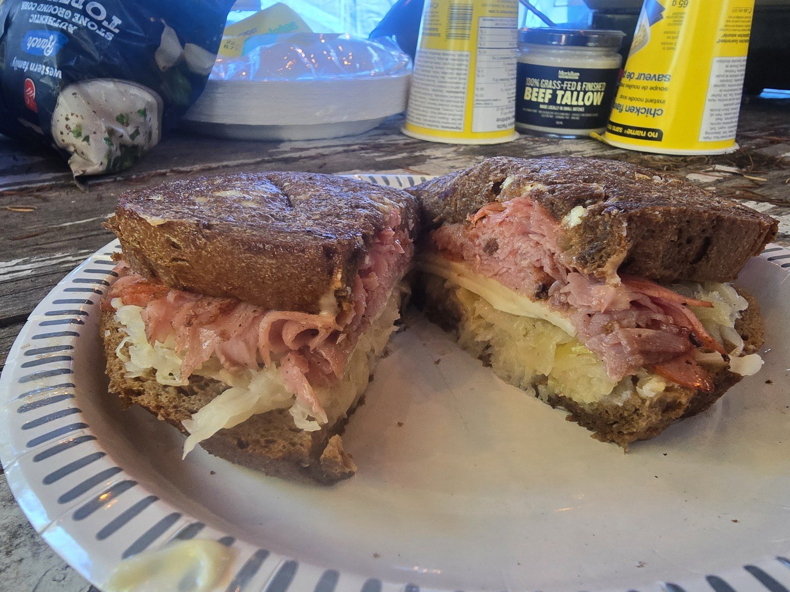 Camp sandwich lunch for a long lake day